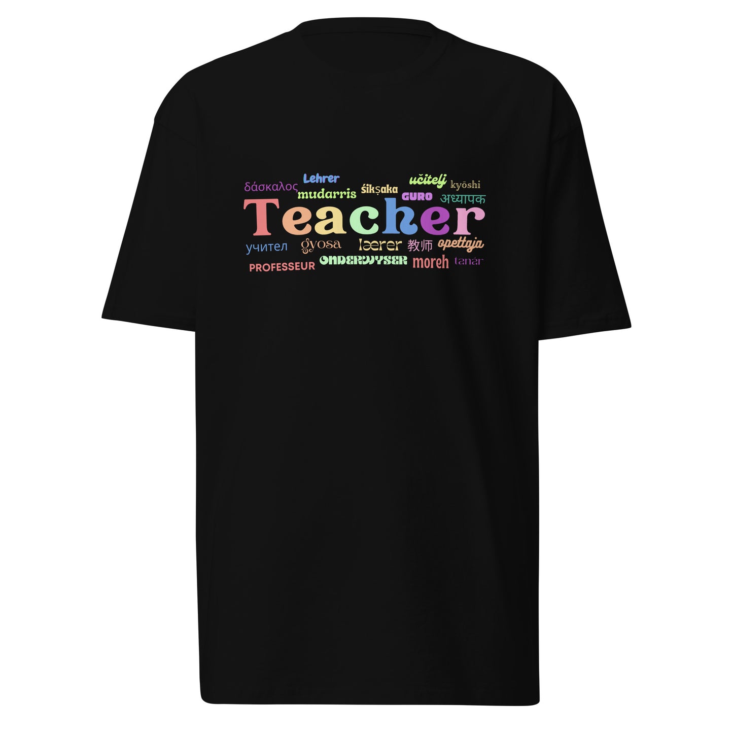 Teacher in many languages men’s premium heavyweight tee