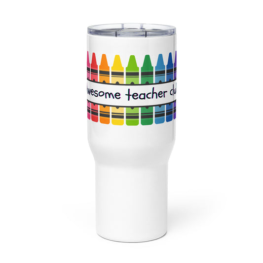 Awesome teacher club light travel mug with a handle