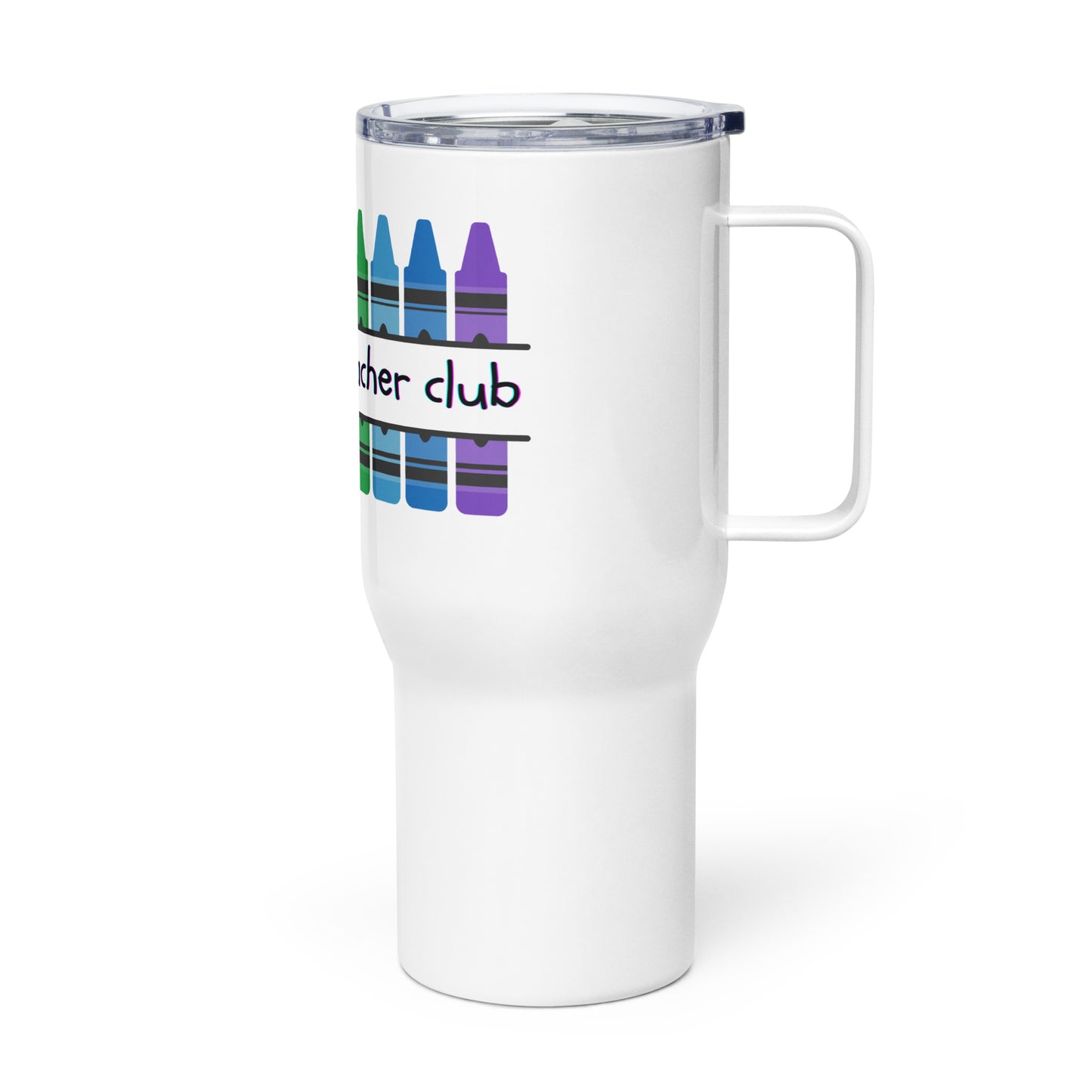 Awesome teacher club light travel mug with a handle