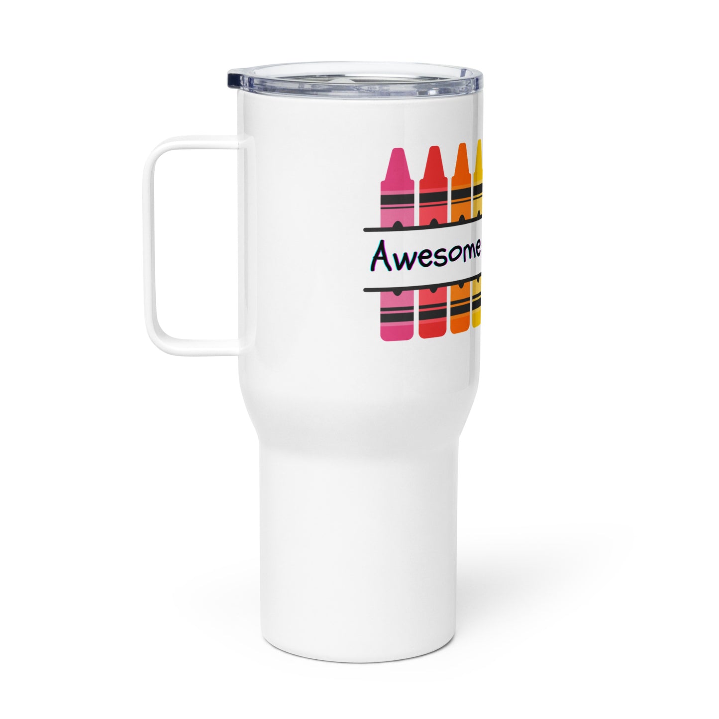 Awesome teacher club light travel mug with a handle